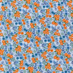 ΥΦΑΣΜΑ ΠΟΠΛΙΝΑ 100% ΒΑΜΒΑΚΙ - ΜΠΛΕ ΜΕ ΠΟΡΤΟΚΑΛΙ ΛΟΥΛΟΥΔΙΑ