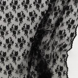 ΥΦΑΣΜΑ ΔΑΝΤΕΛΑ ΕΛΑΦΡΙΑ ΣΤΑΘΕΡΗ ΜΑΥΡΗ FLORAL ΜΕ ΤΕΛΕΙΩΜΑ