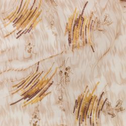 ΥΦΑΣΜΑ ΟΡΓΑΝΤΖΑ ΚΕΝΤΗΜΕΝΗ ΜΕ ΠΑΓΙΕΤΕΣ ΕΜΠΡΙΜΕ - ΑΚΑΝΟΝΙΣΤΟ ΓΕΩΜΕΤΡΙΚΟ ΣΧΕΔΙΟ ΜΠΕΖ ΤΟΥ ΠΟΥΡΟΥ/ΧΡΥΣΟ (Ρετάλια 1.45+1.50 μέτρα)