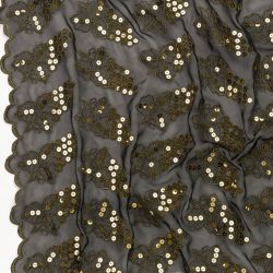 ΥΦΑΣΜΑ ΜΟΥΣΕΛΙΝΑ ΜΕ ΑΝΑΓΛΥΦΟ ΚΕΝΤΗΜΑ & ΠΑΓΙΕΤΕΣ - ΜΑΥΡΟ ΜΕ ΧΡΥΣΟ (Ρετάλι 3 μέτρα)