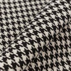 ΥΦΑΣΜΑ ΜΑΛΛΙΝΟ ΚΑΡΟ PIED DE POULE - ΑΣΠΡΟΜΑΥΡΟ