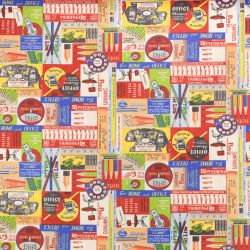 ΥΦΑΣΜA ΛΟΝΕΤΑ PRINTED (ΜΑΛΑΚΟ ΚΑΡΑΒΟΠΑΝΟ) ΡΕΤΡΟ ΔΙΑΦΗΜΙΣΕΙΣ ΕΙΔΩΝ ΓΡΑΦΕΙΟΥ