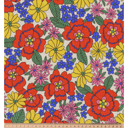 ΥΦΑΣΜΑ ΒΑΜΒΑΚΕΡΟ HALF PANAMA PREMIUM DIGITAL PRINT - ΠΟΛΥΧΡΩΜΟ ΡΕΤΡΟ ΦΛΟΡΑΛ