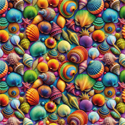 ΥΦΑΣΜΑ ΠΟΠΛΙΝΑ 100% ΒΑΜΒΑΚΙ DIGITAL PRINT -ΥΦΑΣΜΑ ΠΟΠΛΙΝΑ 100% ΒΑΜΒΑΚΙ DIGITAL PRINT - RAINBOW SEASHELLS