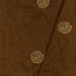 ΥΦΑΣΜΑ SHANTUNG (ΣΟΥΑ ΣΟΒΑΖ) ΜΕΤΑΞΩΤΟ ΜΕ ΚΕΝΤΗΜΑ & ΠΑΓΙΕΤΕΣ - ΚΑΦΕ ΜΕ ΤΡΙΑΝΤΑΦΥΛΛΑ